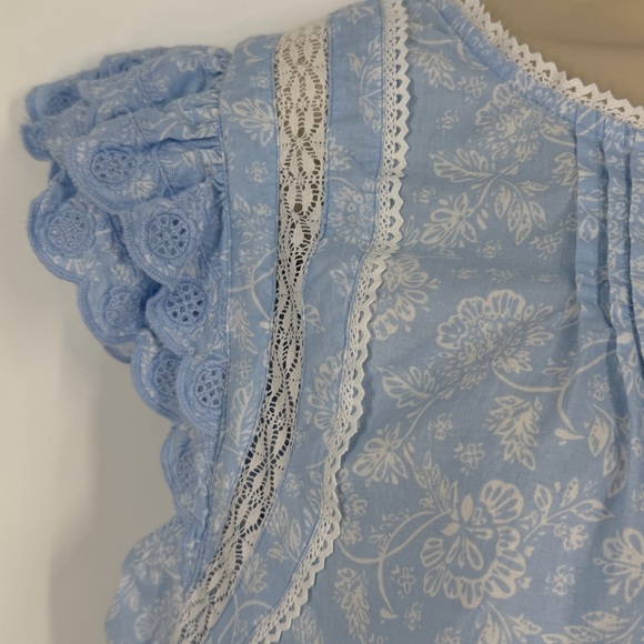 Jennifer Grace Flutter Sleeve Lace Trim Blouse XL Cottagecore Boho Feminine - Picture 4 of 11